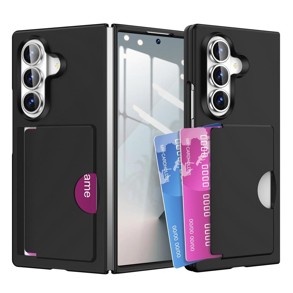 Защитный чехол для телефонов со складным экраном, совместимый с iPhone, Samsung Z Fold 7, 6 Fold 7 и Galaxy Z Fold 6, с 2 слотами для кредитных карт