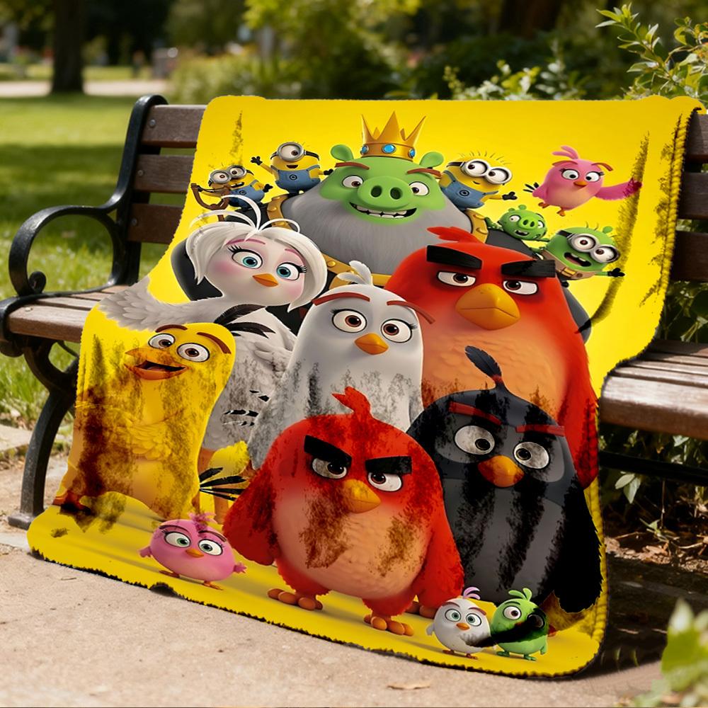 1 шт. Птички из Angry Birds Наружное мягкое одеяло Ультраплюшевое, теплое, универсальное и простое в уходе для кемпинга, и