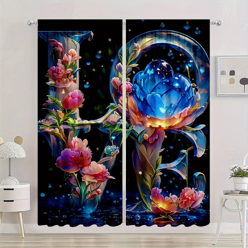 2 шт. Элегантные шторы с принтом львов и романтических роз для домашнего декора, спальни, офиса, кухни, гостиной, кабинета, декора, кармана для штанги