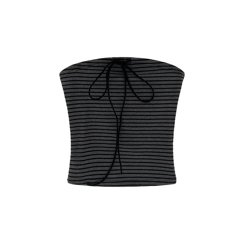 Женская майка-труба в полоску со шнуровкой в тайском стиле - уникальный летний дизайн