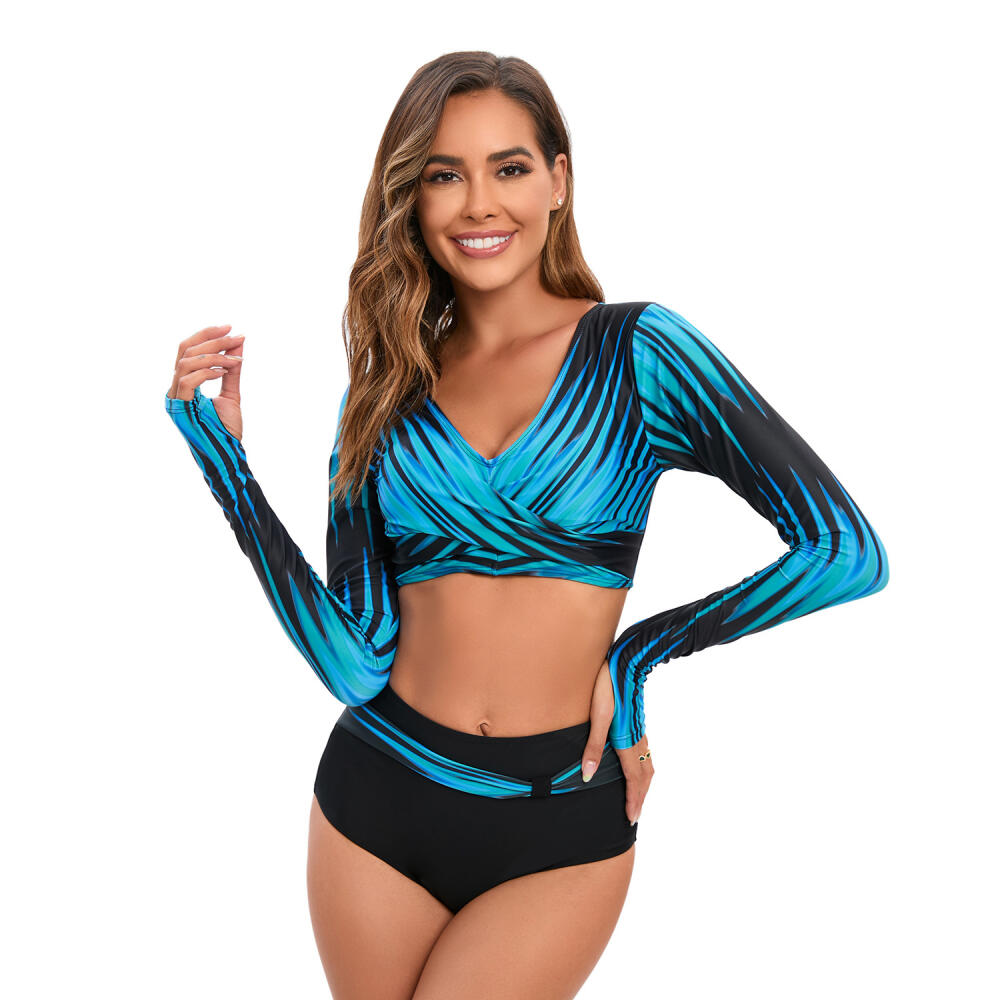 Купальник для серфинга с длинными рукавами, раздельный, солнцезащитный, женский, модный, гидрокостюм для дайвинга