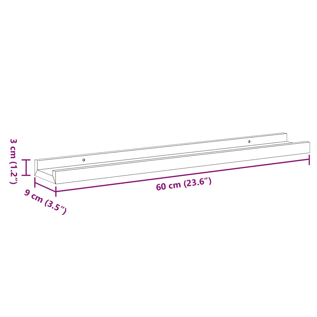 Wall Shelves 4 pcs Black 60 x 9 x 3 cm