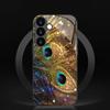 Закаленное стекло для телефона с рисунком перьев павлина, подходит для Samsung Galaxy S26 S25 S24 S23 S22 S20 FE/Ultra/Plus, противоударная задняя крышка