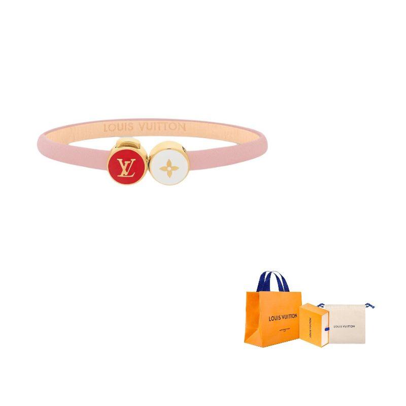 LOUIS VUITTON Enamel Bracelets Unisex Pink M4685F