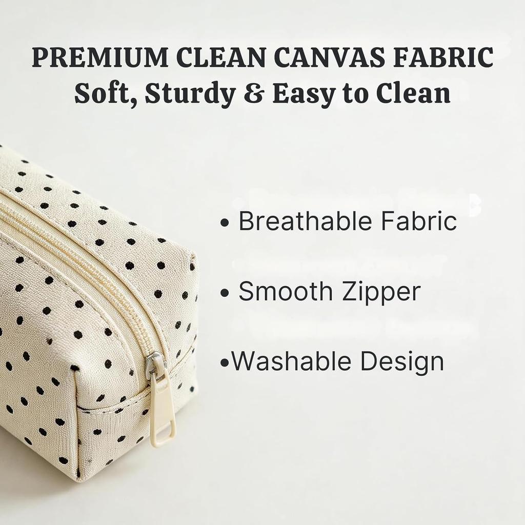 Polka-dot pattern pencil case white