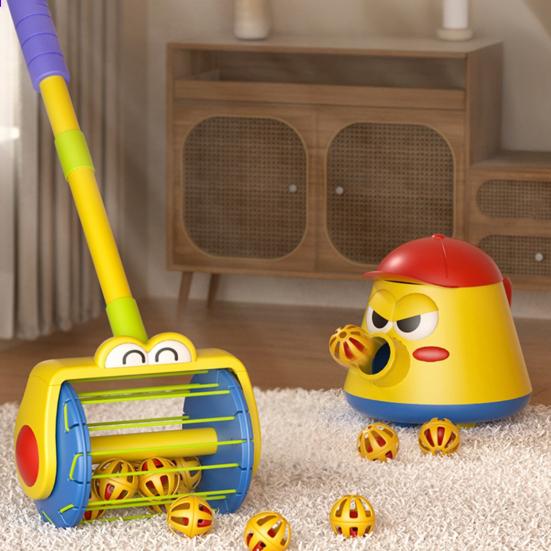 Kids Vacuum Cleaner Toy Set with Push Walker Bell Ball Spade 360 Degrees Rotating Tackle Throwing Game Skill Development