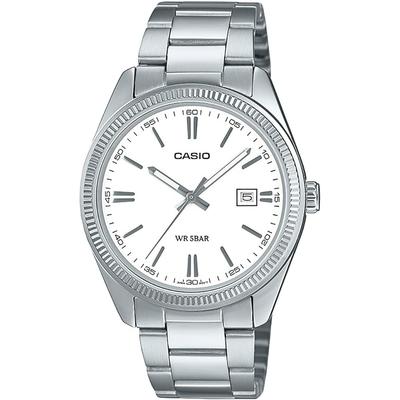 Casio Collection MTP-1302D-7A1JF Мужские Часы Серебристая Нержавеющая Сталь Белый Циферблат