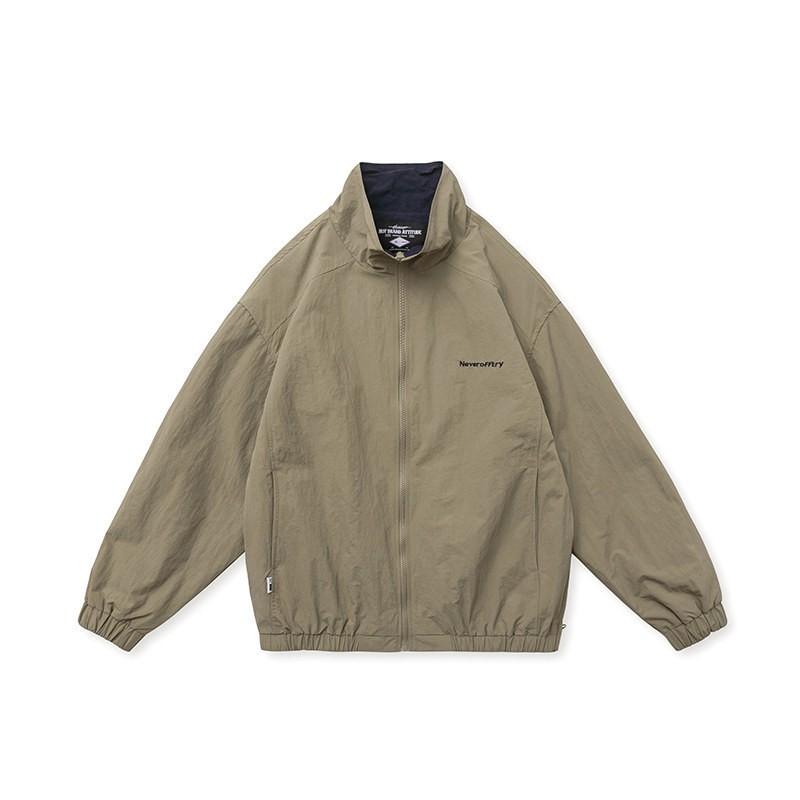 Unisex Oversized Streetwear Jacket In Khaki Navy Relaxed Fit Baseball Collar Outerwear Fall