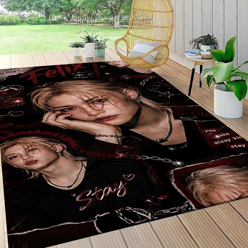 Коврик для дома Stray Kids Felix Эстетичный Мягкий Моющийся Противоскользящий Коврик для Гостиной Дивана Персонализированный Рождественский Ковер