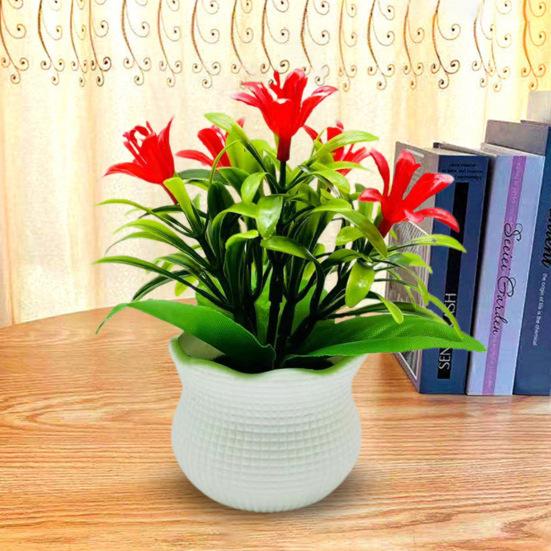 Искусственные горшечные растения 5 головок цветка орхидеи для домашнего офиса, стола, центральная часть свадебного искусственного цветочного бонсай, украшение для рабочего стола на открытом воздухе