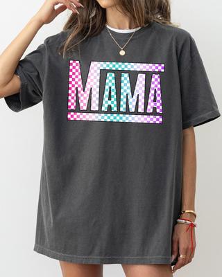 Checkered Mama, Colorful, Retro, Vintage, Mother Shirt, Comfort Colors Tee