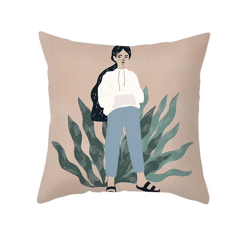 Modern Minimalist Artistic Style Throw Pillow Covers With Short Plush Printed Fabric For Home Living Room Sofa Cushion Cover