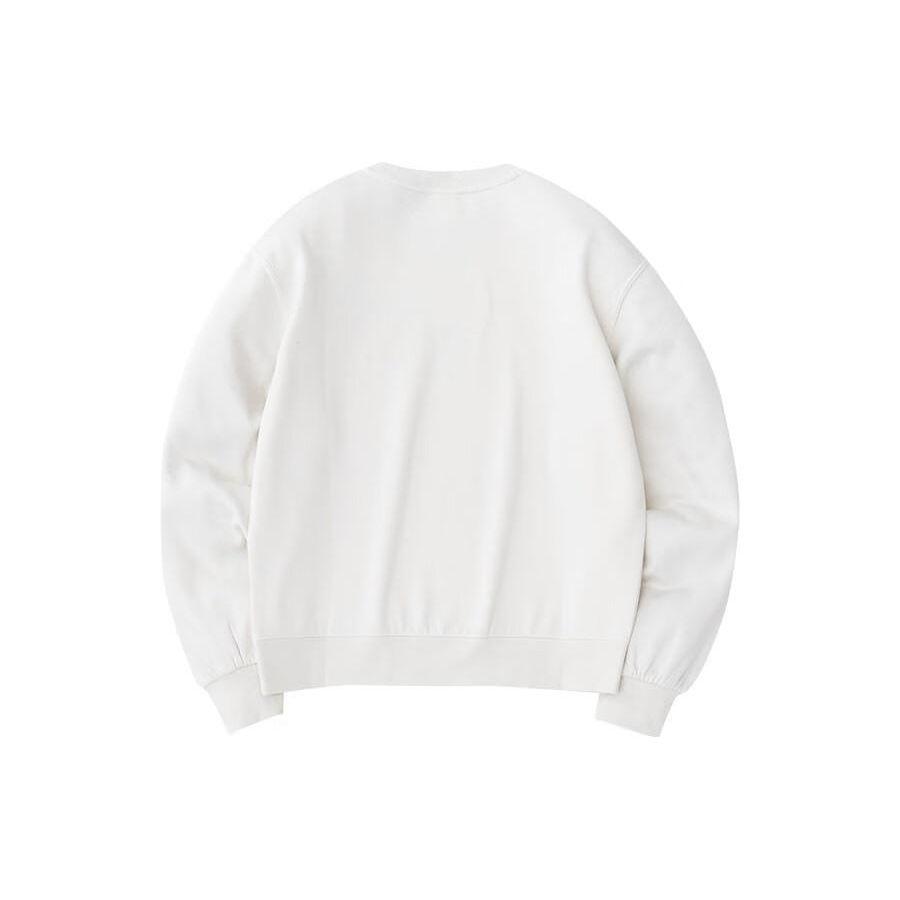 Anta Lifestyle Series Letter Круглый вырез свитера Свободный флисовый свитшот Женская толстовка Stone-White 162348706-1