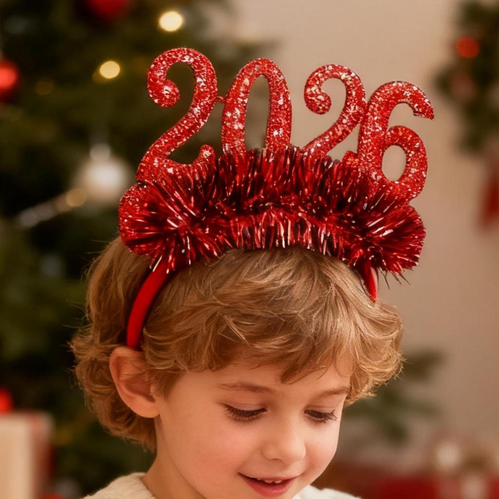 Праздничный головной убор Блестящие головные уборы с номером 2026 Новогодняя повязка для волос Костюмный головной убор для женщин Костюм Мероприятия ко дню рождения Дом
