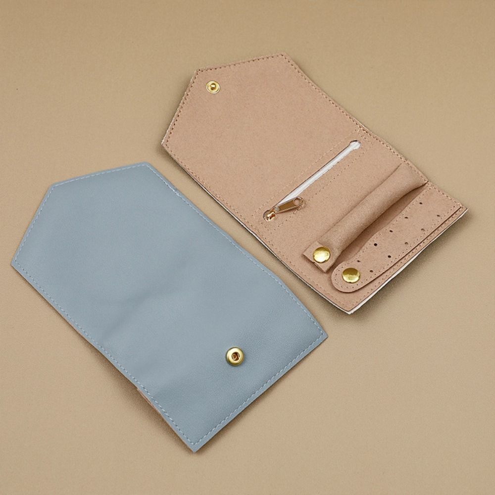 Solid Color PU Jewelry Display Bag Jewelry Display Earring Organizer Necklace Ring Bag Travel