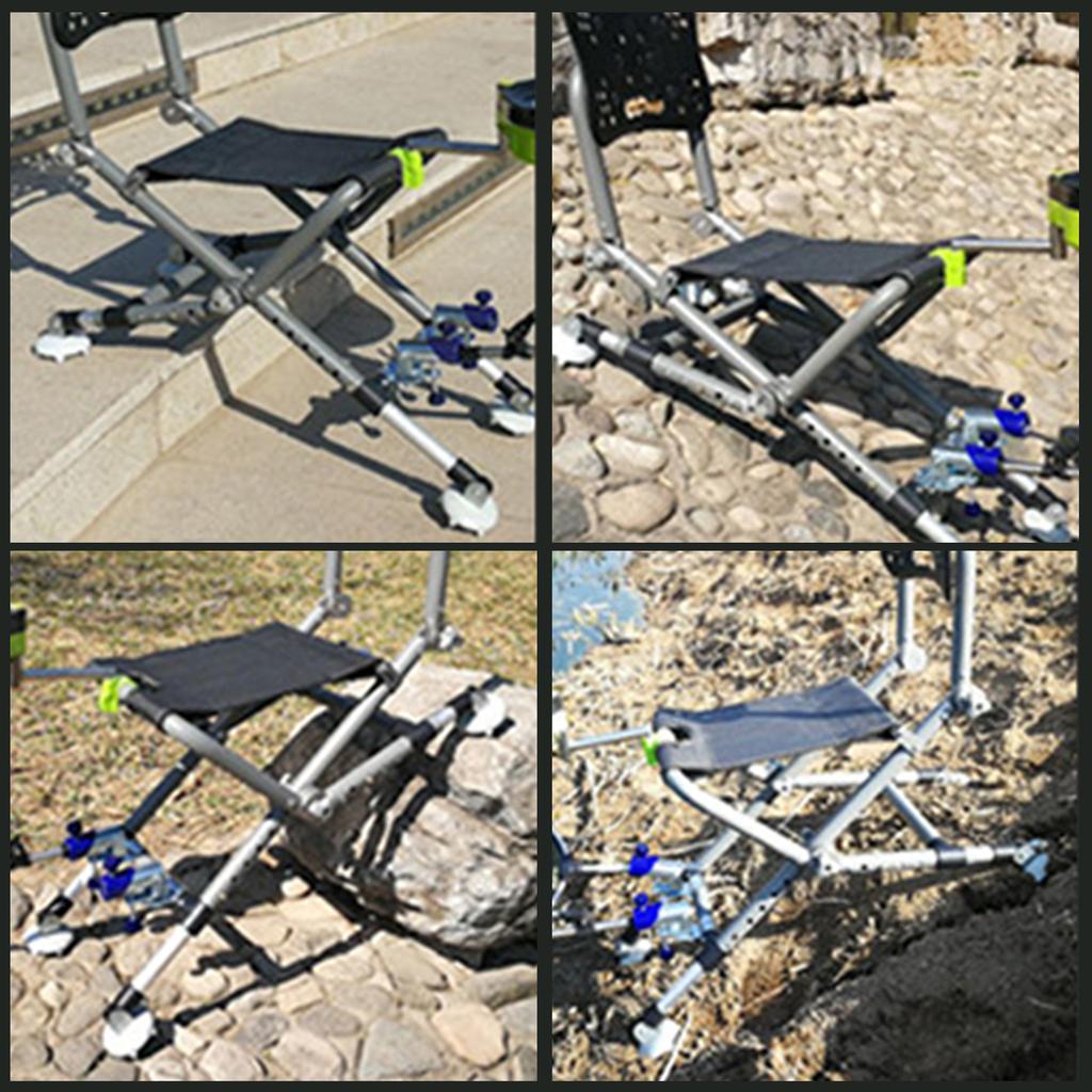 Portable Folding Camping Chair For Uneven Ground, Heavy Duty Fishing Camp Chair 4 Legs Adjustable Fishing Chair For Outdoor Sports, Backpacking, Beach