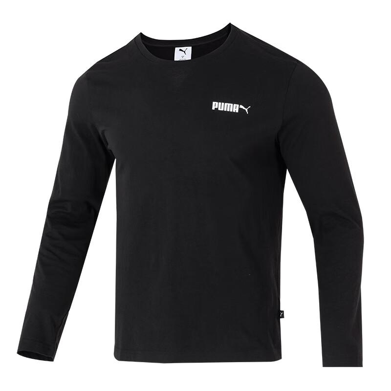 Puma Удобная дышащая повседневная футболка с длинным рукавом с логотипом для мужчин, черная 691339-01