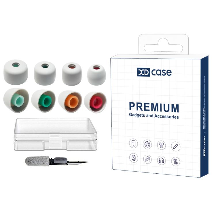 XDcase 4‑Pairs XS/S/M/L Silicone Ear Tips Kit, Noise Isolation Earbud Sleeves with Storage Case & Random‑Color Cleaning Pen