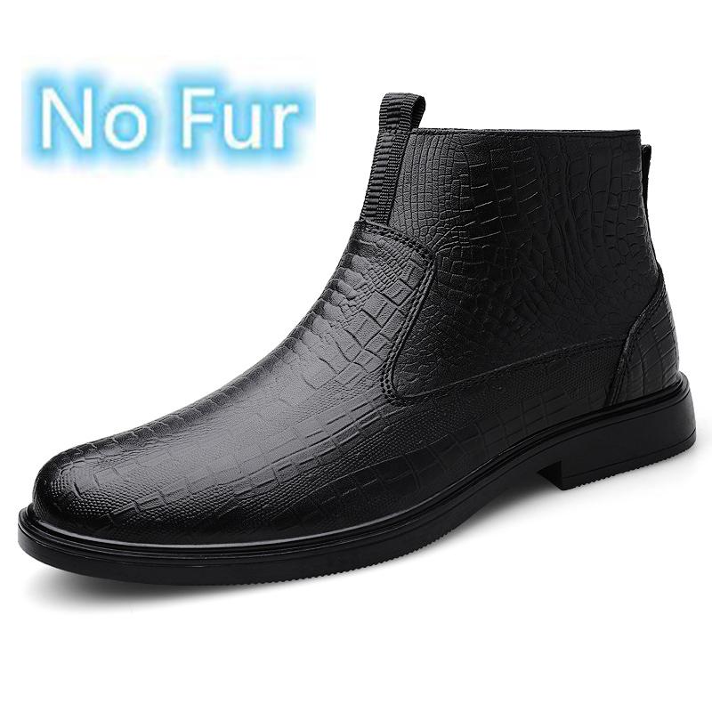 Высококачественные мужские ботинки челси из натуральной кожи, повседневная обувь, роскошные высокие мужские ботинки, теплые зимние ботинки с мехом и плюшем без застежек