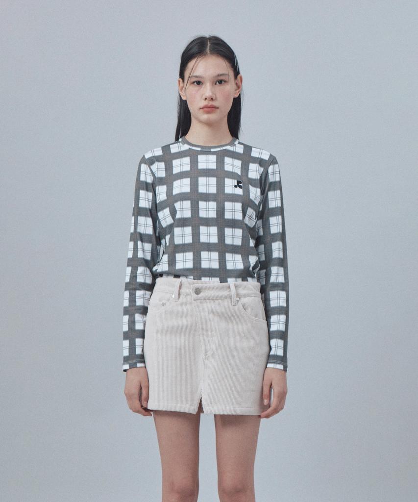 REST&RECREATION Check Pattern Long Sleeve Top - Black