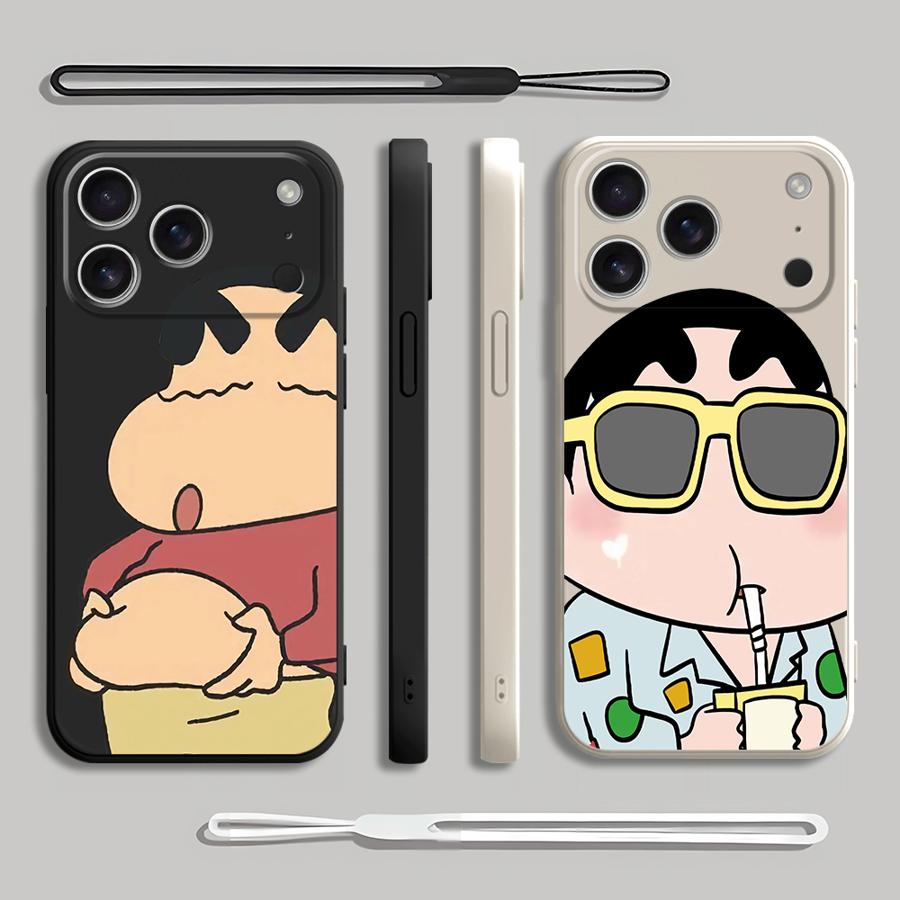 Cute Crayon Shin-chan Case for Apple iPhone 17 Pro Max 12 Plus 16 XS XR 15 7 8 Air 13 Mini 11 Phone Cover