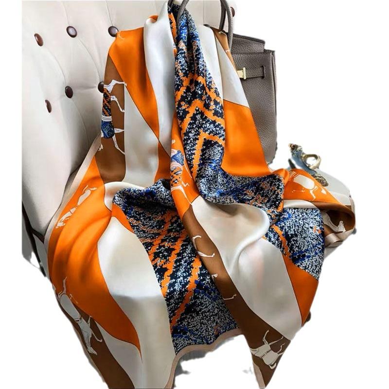 Women's New High-end Silk Spring and Autumn Summer Versatile Shawl Thin Sun Protection Neck Protection Fashionable Scarf