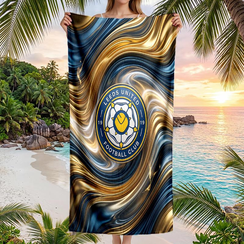 Пляжное полотенце Leeds United Football Мягкое из микрофибры Летнее полотенце Быстросохнущее Впитывающее полотенце для пляжа Бассейна Путешествий