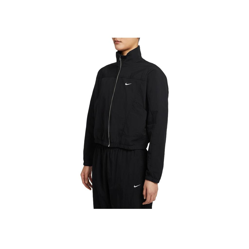 Nike Solid Color Zip Collar Short Sleeve Jacket Women Jackets Black HJ1000-010