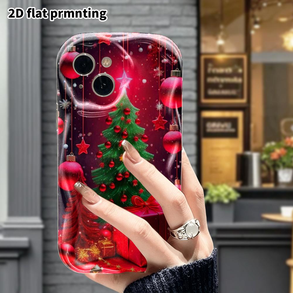 Phone Case: 2D flat, fits iPhone 12 Pro to 18, phone accessory, rose red Christmas theme, perfect festive gift for Christmas and Halloween