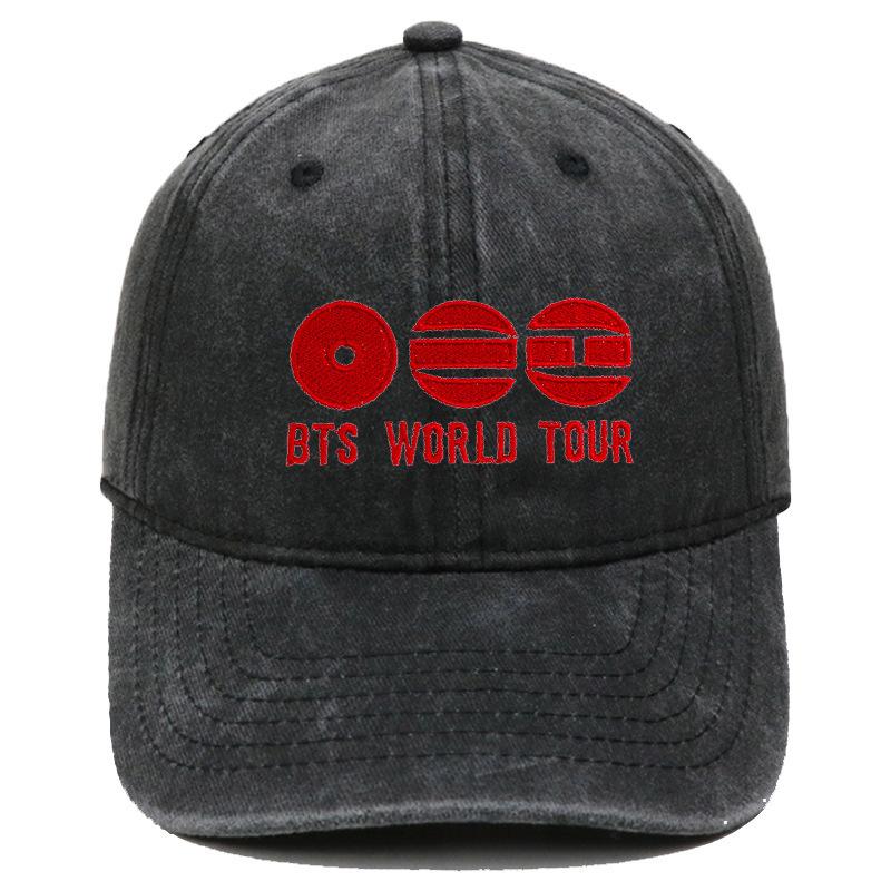 Вышитая стираная бейсболка BTS World Tour Ретро Повседневная Унисекс Шляпа