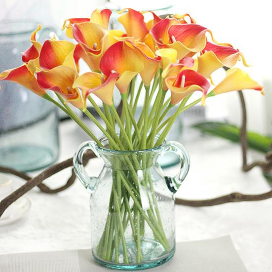 Yousheng 10 шт. Имитация каллы Реалистичный искусственный цветок Многоразовая искусственная калла с гибким стеблем для вазы Цветочная композиция Домашний декор