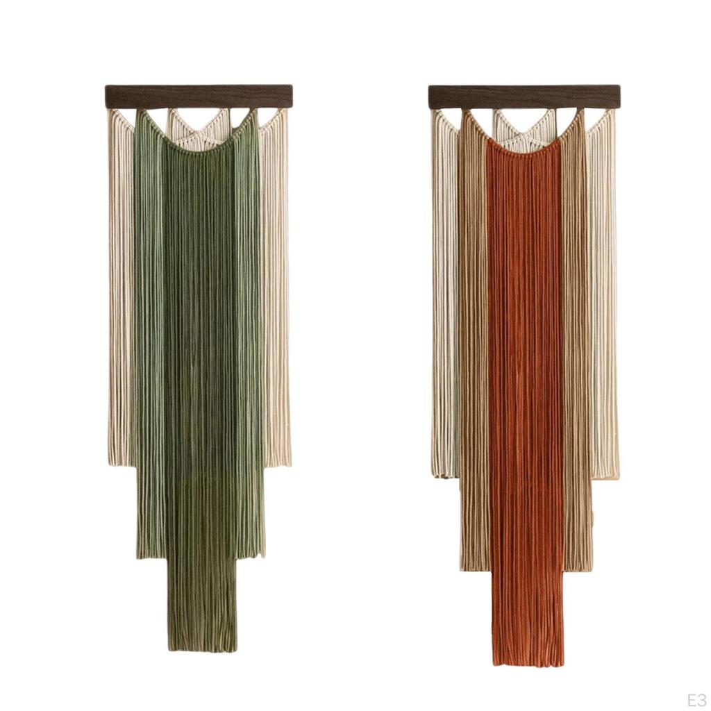 Boho Wall Hanging Handwoven Made of Wood And Polyester with Fringes Decorated Retro Design Suitable