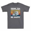 Gift Unisexs Drink Short Tshirt Read Happy Tea Books Cotton Vintage Sleeve Be