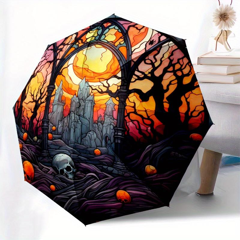 Gothic Stained Glass Castle Scene Wall Art Decor Umbrella Day Gift Y252