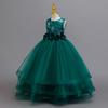 Платье для вечеринки для девочек, юбка, цветочное сетчатое тюлевое платье-пачка, для детей среднего и старшего возраста, длинный рождественский костюм для выступления 632 Детское принцессное