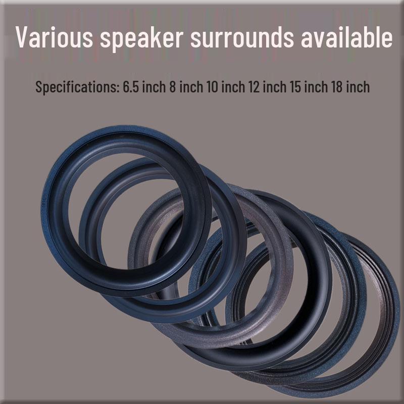 Speaker Surround Repair Parts: Foam, Rubber, Cloth; Available in 2-line, 3-line for 6.5", 8", 10", 12", 15" Sizes.