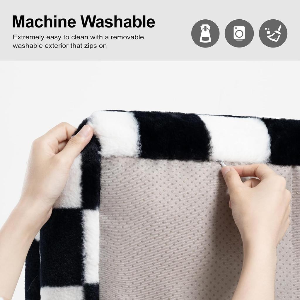 Mewoofun Лежак-диван для питомцев 26×19×13 дюймов Моющиеся кошачьи лежанки для средних и маленьких собак Кошка до 25 фунтов Пушистый кошачий диван Черно-белый