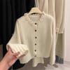 High-end Rose White Single-breasted Knitted Cardigan Women's Autumn New Sweet