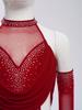 Girls Latin Dance Leotard Ruched Mesh Drapes Cutout Tassel Design Glittery Rhinestones Costume