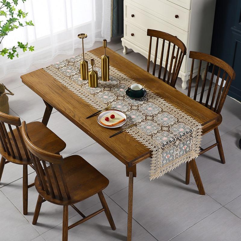 Proud Rose Lace Embroidery Table Runners TV Cabinet Cover Cloth Tea Table Flags Pastoral Table Cloths Wedding Table Decoration