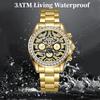 Dulunwe Мужские золотые роскошные часы с бриллиантами Tiger Texture Moon Phase механические автоматические часы ретро татуировка циферблат наручные часы из нержавеющей стали