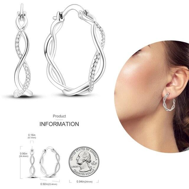 Серьги-кольца из серебра 925 пробы для женщин, сверкающие серьги Pave Cz, роскошные ювелирные изделия