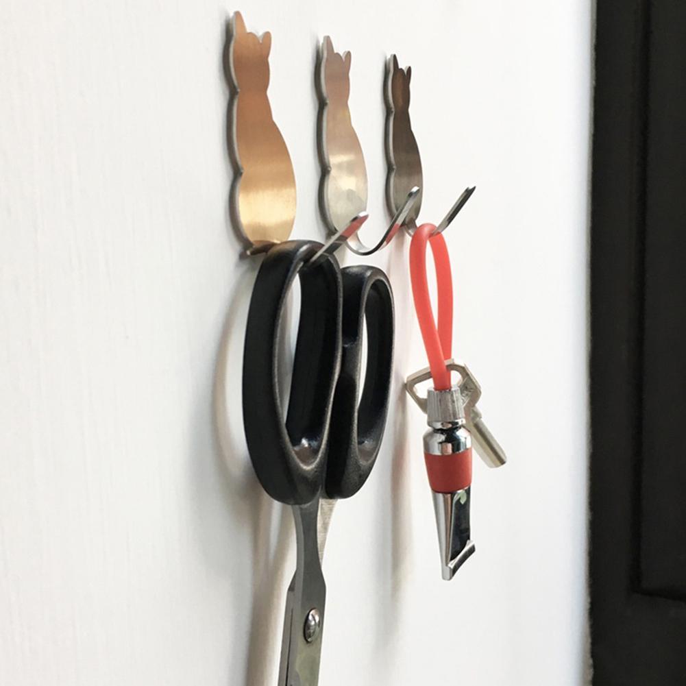 2 шт. Прочный металлический кошачий держатель для полотенец с клейким крючком Наклейка Дверь в ванную KTY