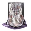 Women Fashion Square Vintage Print Satin Neckerchief Sun-Proof Scarf Scarves Shawl High Quality 1PC 90*90cm