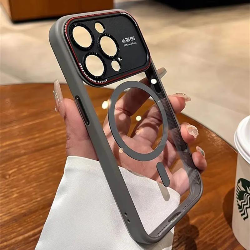 Магнитный Металлический Бампер Защита Объектива Чехол Для Для Iphone 16 1 14 Pro Max 16pro Беспроводная Зарядка Жесткий Прозрачный Чехол Для