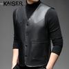 Kaiser Мужской жилет с V-образным вырезом из натуральной коровьей кожи