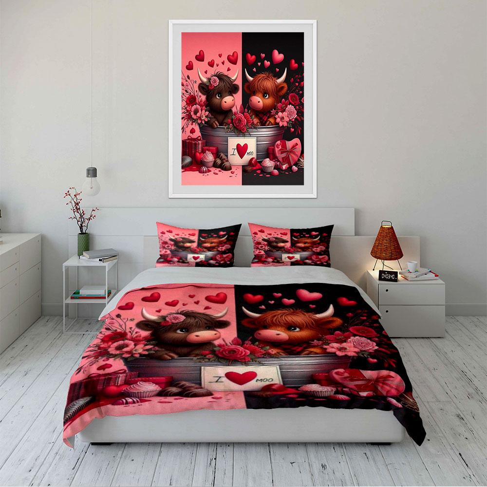 Adorable Love Cow Bedding Set Bedding Duvet Cover Set Duvet Cover Pillowcases (1 * Duvet Cover 2 * Pillowcases, without duvet insert)