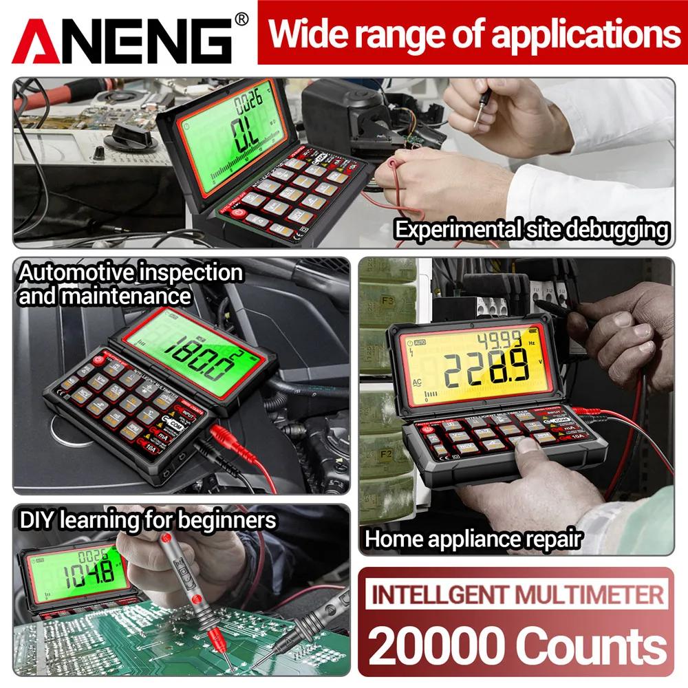 Multimeter 20000 Counts Digital AC/DC Voltage Current NCV Induction Diode Capacitance Tester ANENG 623 Flip Cover Auto Repair Portable Tester Tools