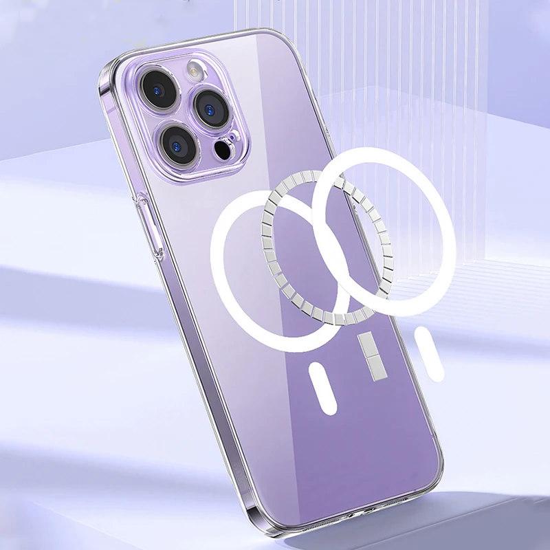 Magnetic Case for iPhone 15 14 Pro Max Support Wireless Charging Case for iPhone 13 12 11 Pro Clear Protective Cover Case