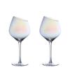 2 Pcs Color Pearl Crystal Wine Glass Wedding Party Glassware Drink Cup Plating Rainbow Oblique Bordeaux Goblet Champagne Flutes